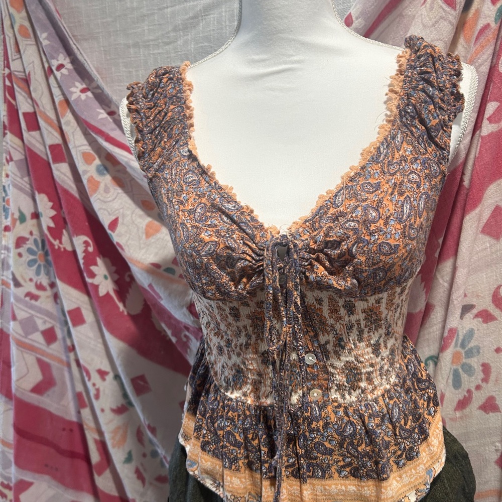 Angie Paisley Camisole in Orange and Brown